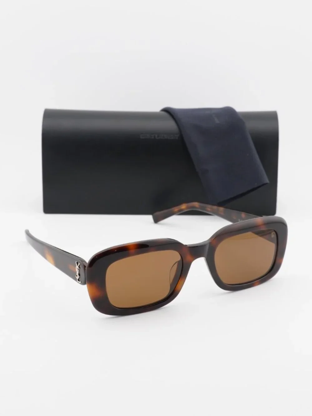 Saint Laurent SLM130/F 004 Rectangle Sunglasses - Havana/Brown - Picture 5 of 11